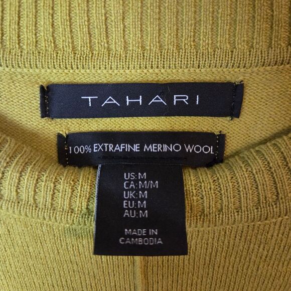Tahari Women's Crewneck100% Extrafine Merino Wool Sweater in Olive Green Size M - Picture 5 of 8